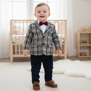 Baby Gap Fully Lined Multicolour Plaid Blazer 100% Cotton 18-24 Months